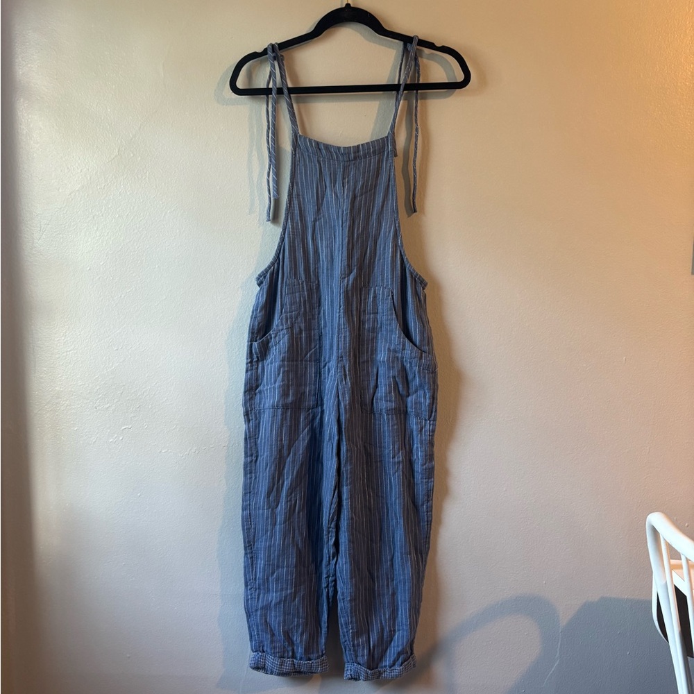 Aerie Blue and White Striped Jumpsuit